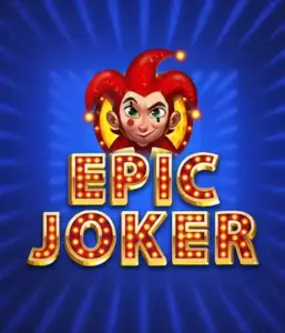 Enter the vibrant world of the Epic Joker game by Relax Gaming, showcasing a cheerful joker with a vivid hairstyle amid a sparkling blue background. This graphic captures the fun and excitement of classic slots, great for fans of classic casino aesthetics, providing a delightful adventure.