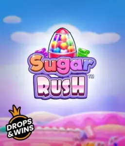 Experience the sweet world of Sugar Rush by Pragmatic Play, featuring a vibrant candy dispenser set against a whimsical background of candyland. This image evokes the joy and thrill of the slot, highlighted with multicolored candies and engaging typography. Great for players seeking a sweet adventure, delivering hours of fun. 