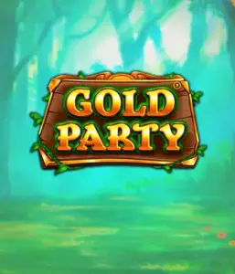 Step into the fairy-tale forest of the Gold Party game by Pragmatic Play, highlighting a beautifully designed wooden sign engraved with golden letters. The backdrop of misty green forest which adds a mystical touch to the overall ambiance. Great for players who love enchanted forest settings, offering a captivating gaming experience. 