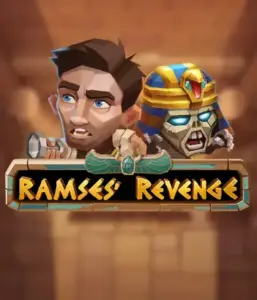 Explore the mysterious world of Ramses' Revenge slot by Relax Gaming, highlighting a startled explorer and a menacing mummy set against an Egyptian tomb backdrop. This image depicts the adventure of ancient Egyptian myths, ideal for those interested in historical adventures, delivering a thrilling adventure. 